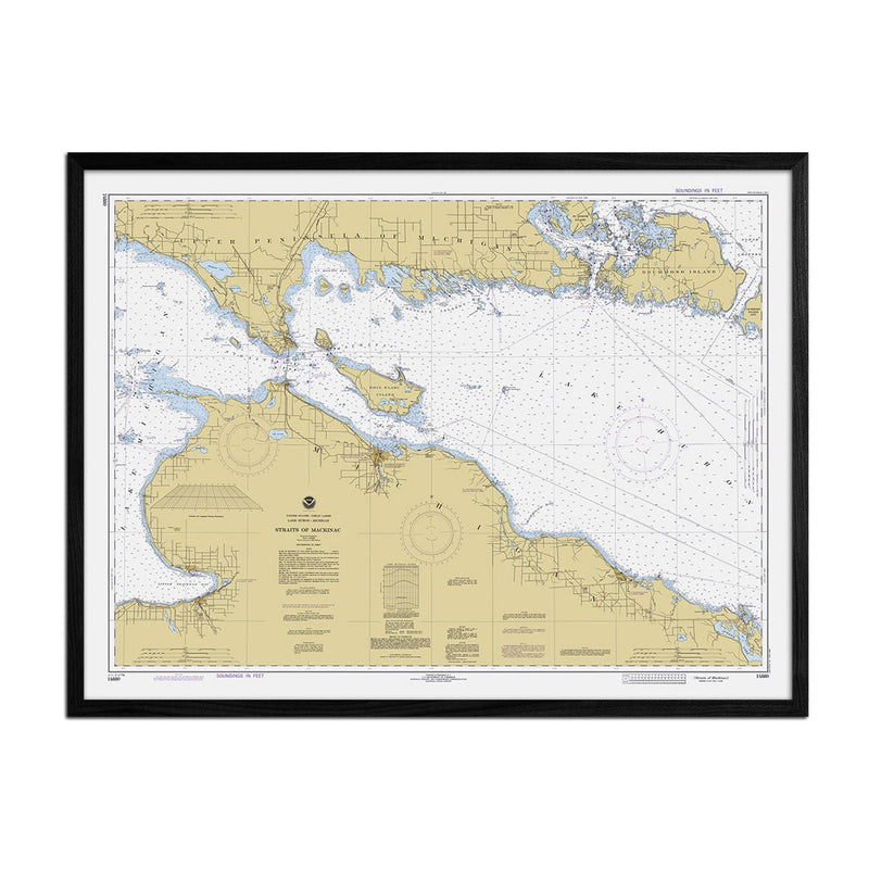 Straits of Mackinac Nautical Chart 1979 - Muir Way - Vintage Map