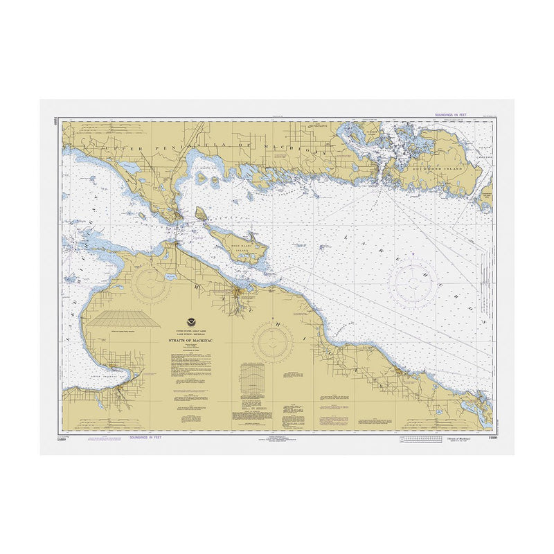 Straits of Mackinac Nautical Chart 1979 - Muir Way - Vintage Map