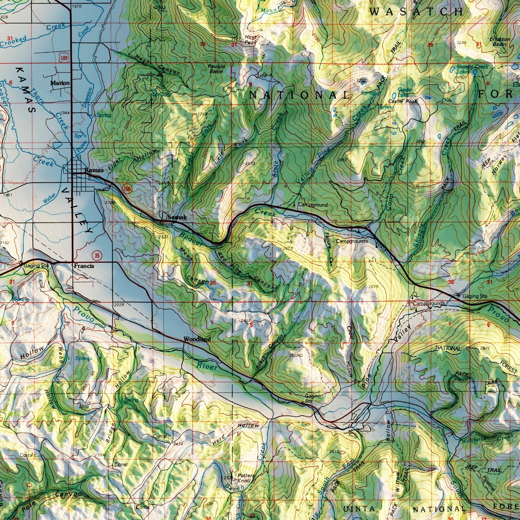 Salt Lake City, Utah 1980 Shaded Relief Map - Muir Way - Vintage Relief