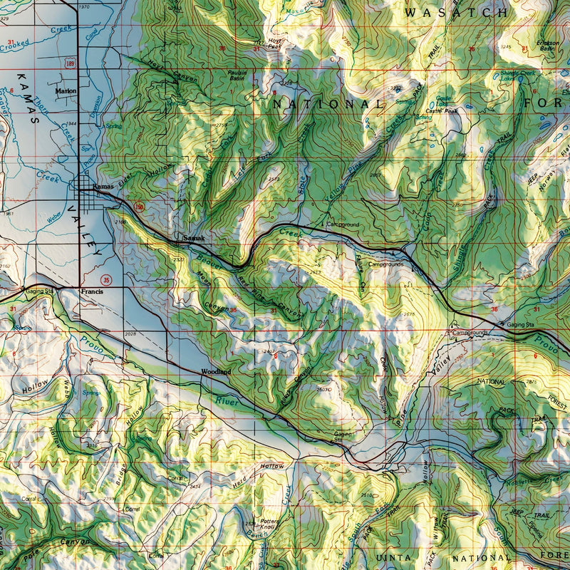Salt Lake City, Utah 1980 Shaded Relief Map - Muir Way - Vintage Relief