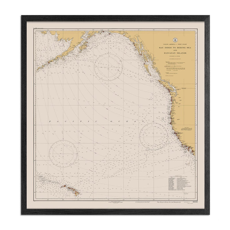 San Diego to Bering Sea and Hawaiian Islands Nautical Chart 1934 - Muir Way - Vintage Map