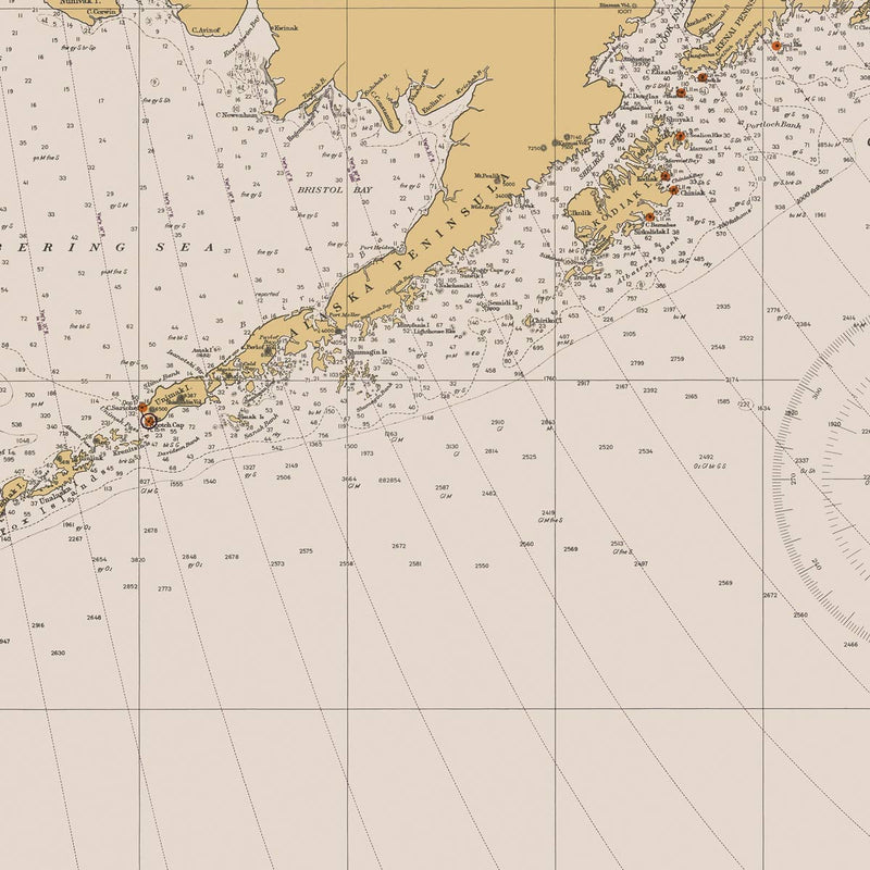 San Diego to Bering Sea and Hawaiian Islands Nautical Chart 1934 - Muir Way - Vintage Map
