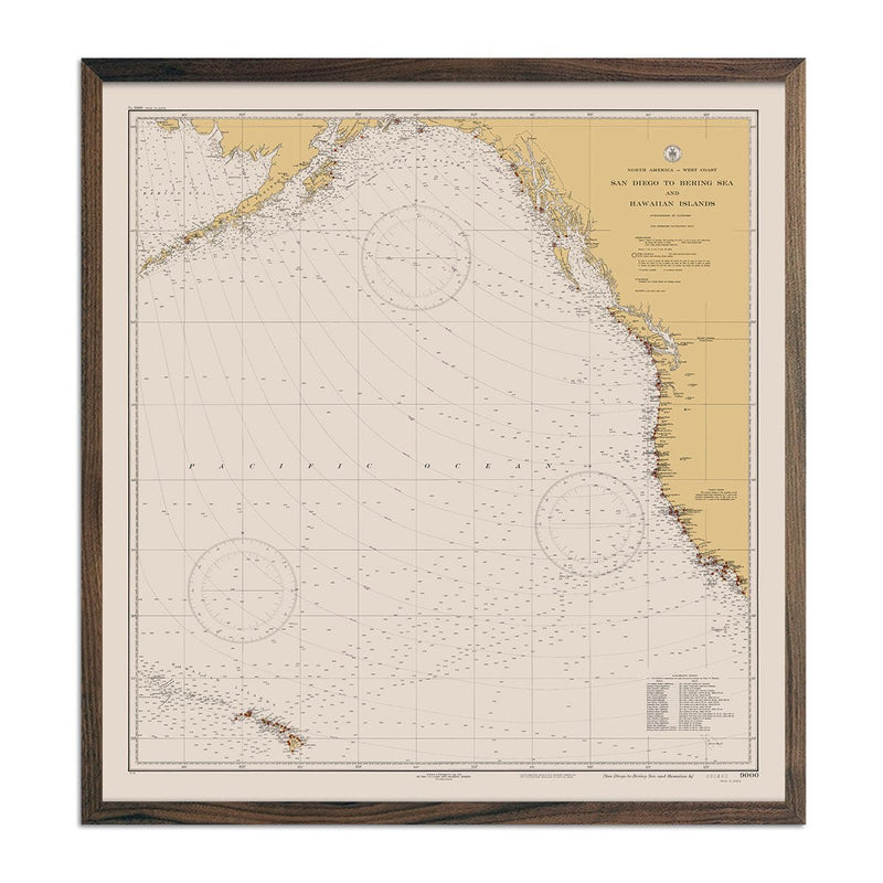 San Diego to Bering Sea and Hawaiian Islands Nautical Chart 1934 - Muir Way - Vintage Map