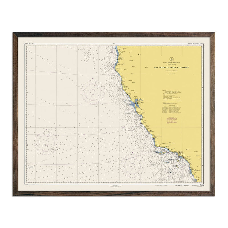 San Diego to Point St. George Nautical Chart 1948 - Muir Way - Vintage Map