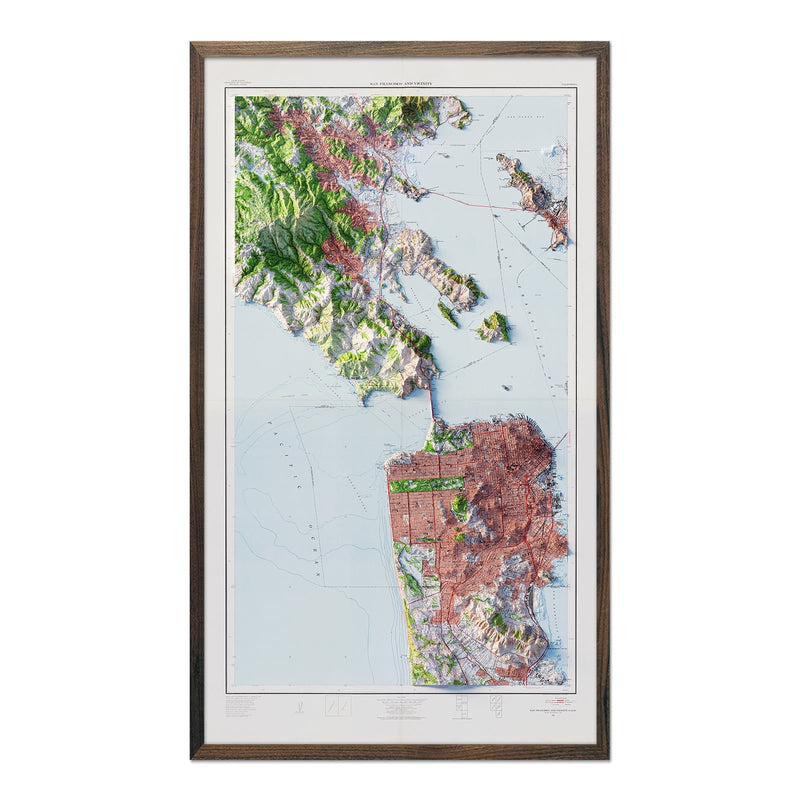 San Francisco, California 1954 Shaded Relief Map - Muir Way - Vintage Relief