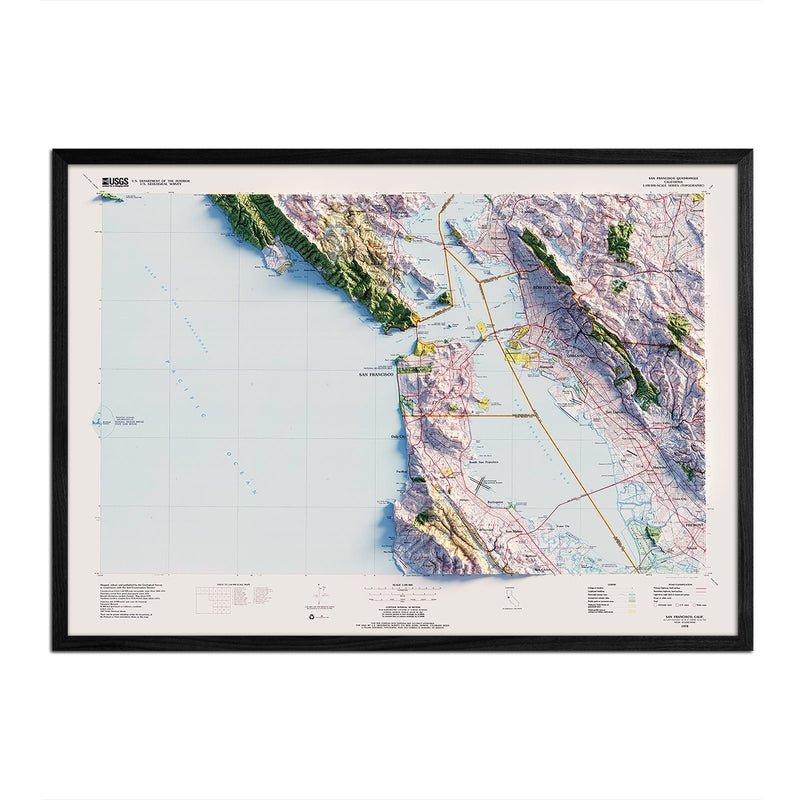 San Francisco, California 1978 Shaded Relief Map - Muir Way - Vintage Relief