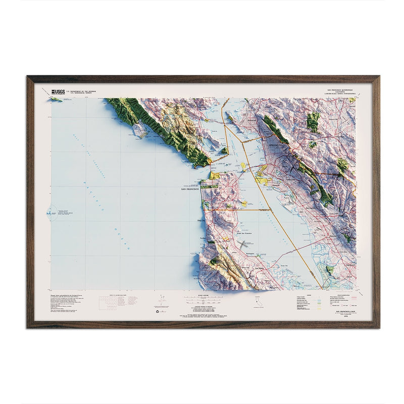 San Francisco, California 1978 Shaded Relief Map - Muir Way - Vintage Relief