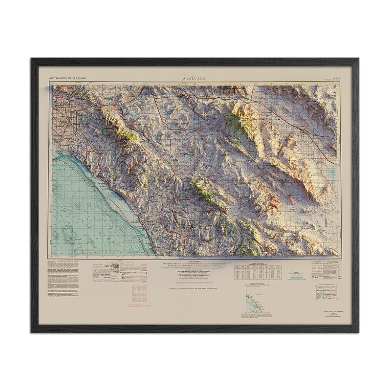 Santa Ana, CA 1959 Shaded Relief Map - Muir Way - Vintage Relief
