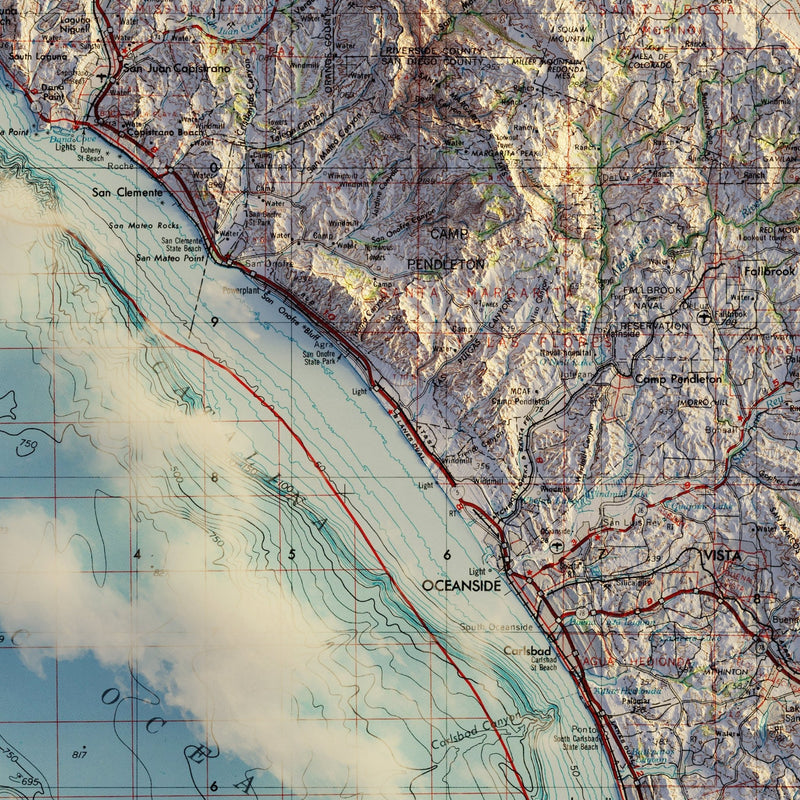 Santa Ana, CA 1959 Shaded Relief Map - Muir Way - Vintage Relief