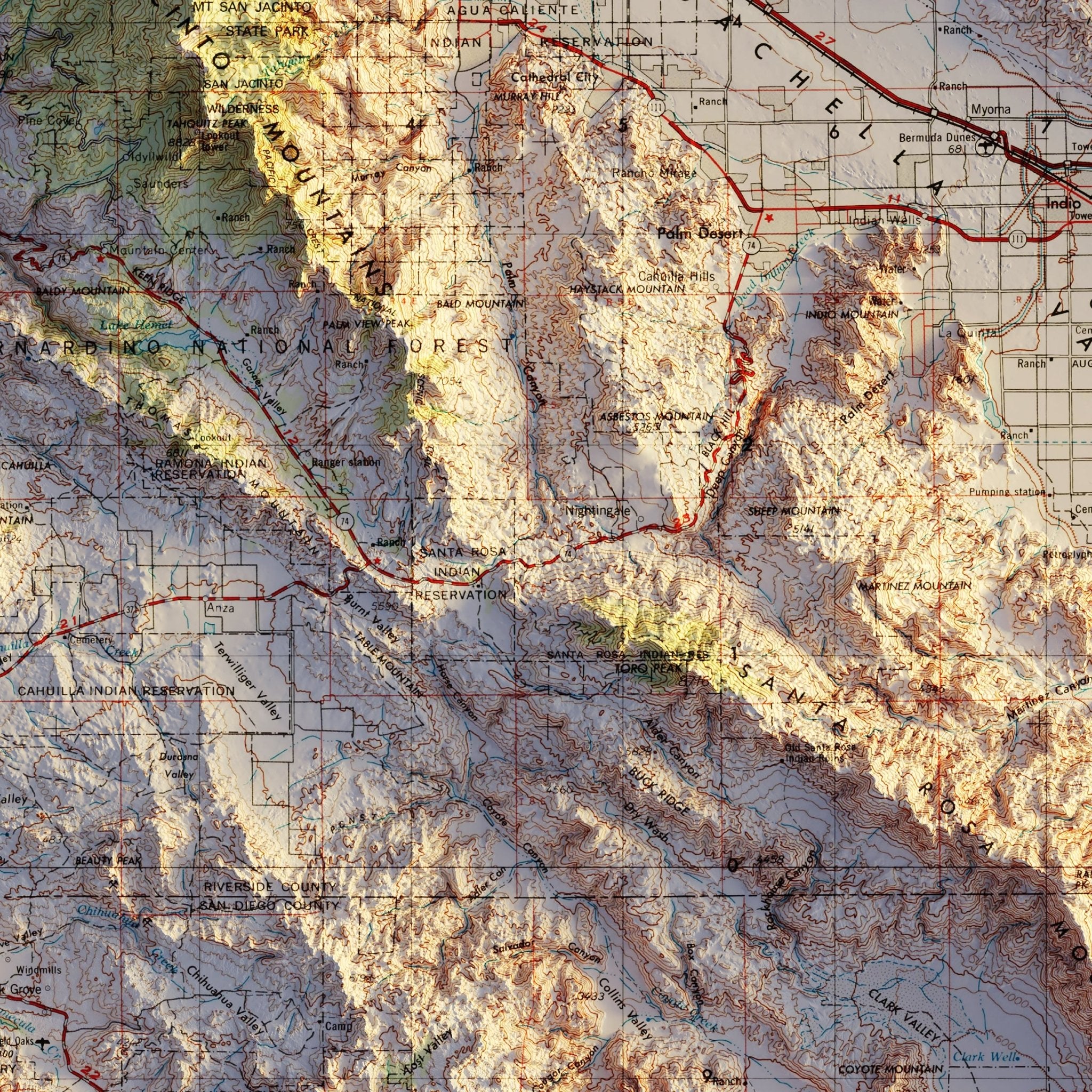 Santa Ana, CA 1959 Shaded Relief Map - Muir Way - Vintage Relief