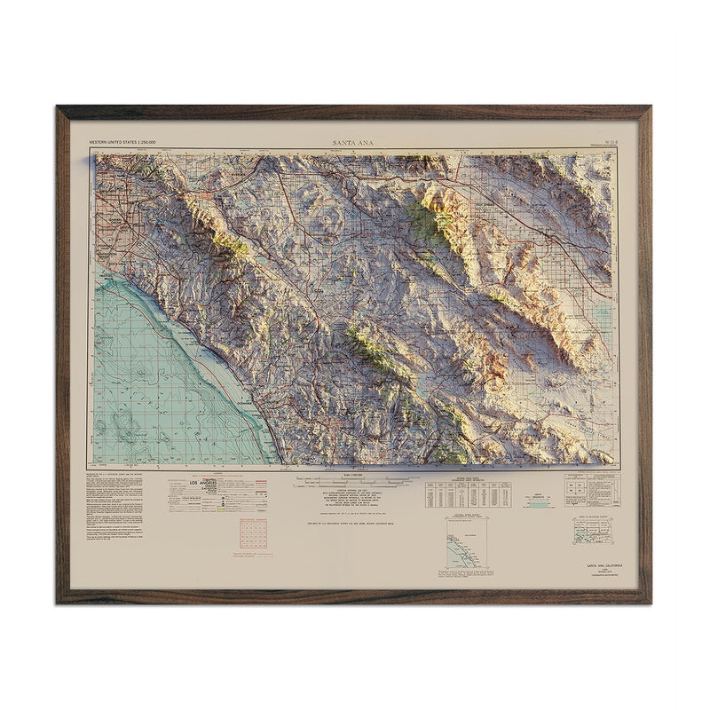 Santa Ana, CA 1959 Shaded Relief Map - Muir Way - Vintage Relief