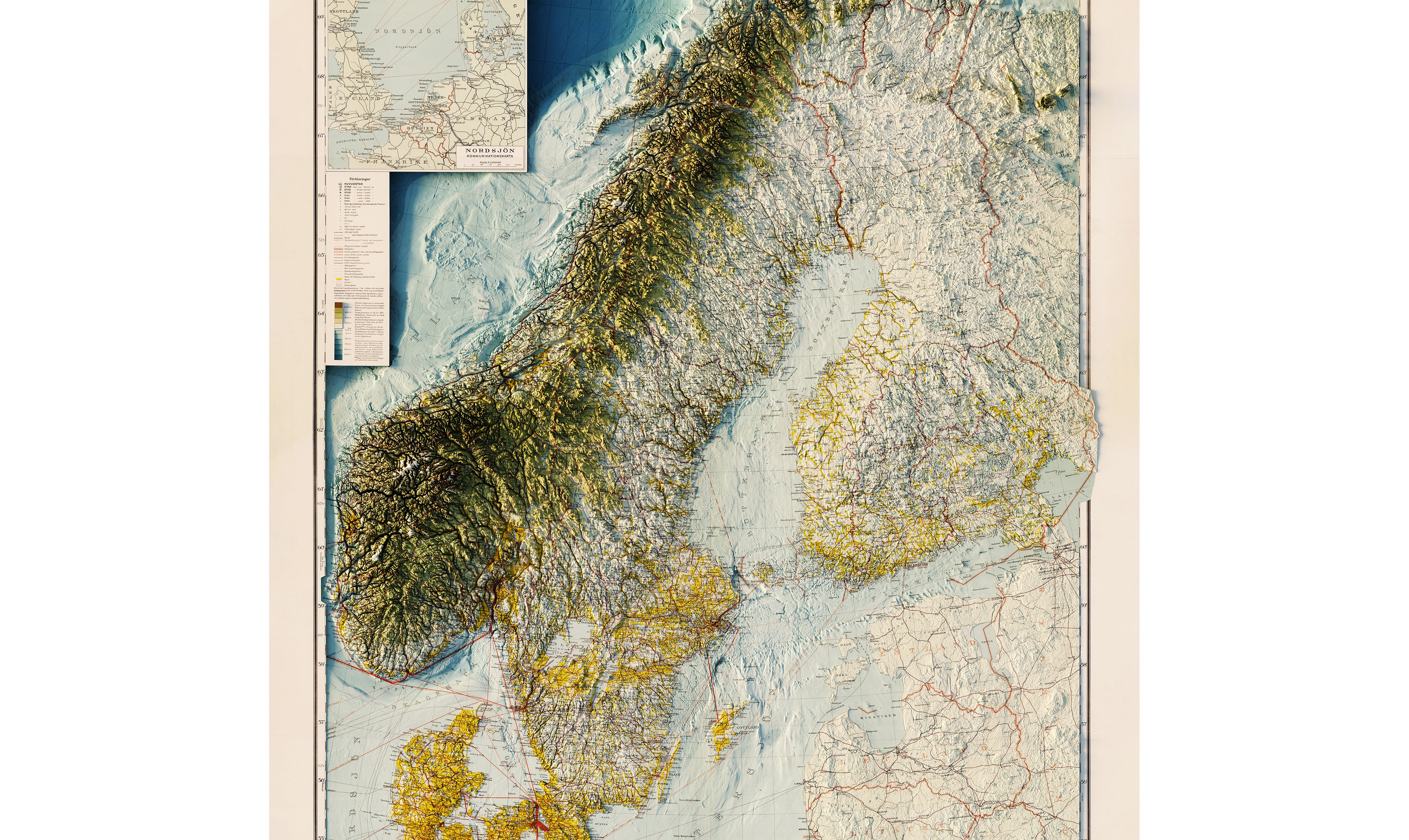 Scandinavia 1922 Relief Map