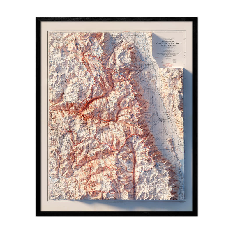 Sequoia and Kings Canyon 1948 Shaded Relief Map - Muir Way - Vintage Relief