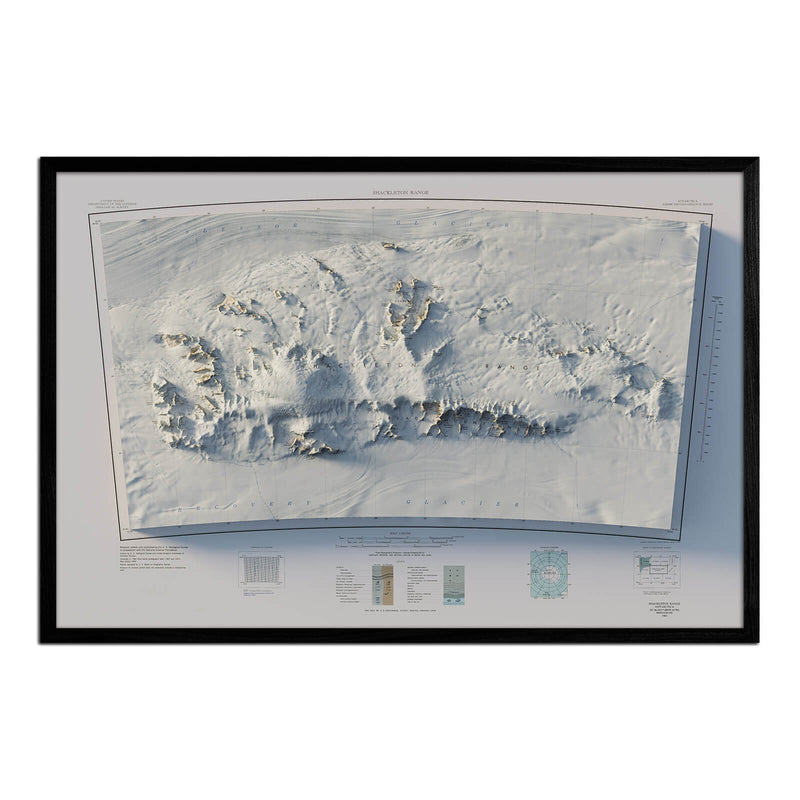 Shackleton Range, Antarctica 1983 Shaded Relief Map - Muir Way - Vintage Relief