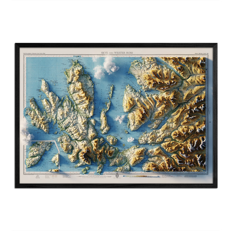 Skye and Wester Ross 1947 Shaded Relief Map - Muir Way - Vintage Relief