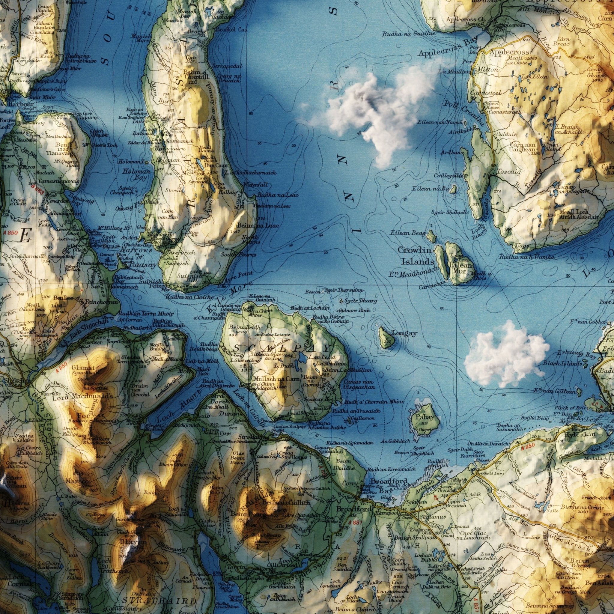 Skye and Wester Ross 1947 Shaded Relief Map - Muir Way - Vintage Relief