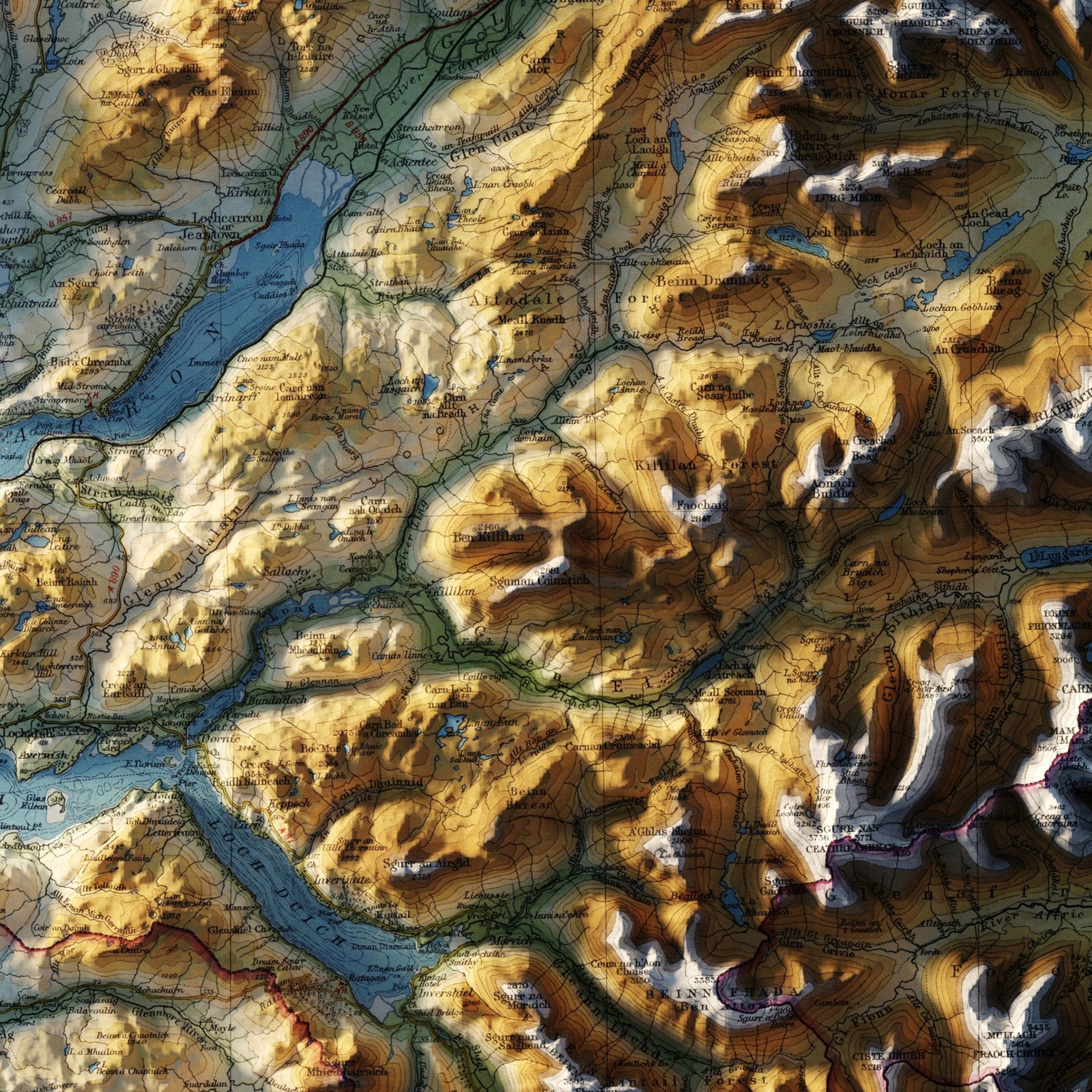 Skye and Wester Ross 1947 Shaded Relief Map - Muir Way - Vintage Relief