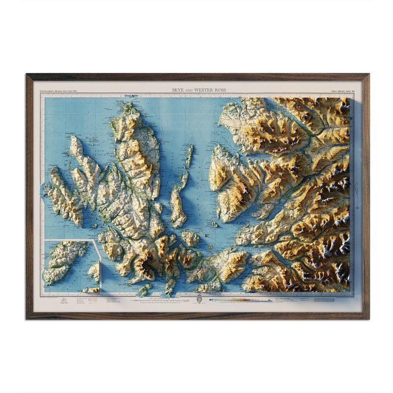 Skye and Wester Ross 1947 Shaded Relief Map - Muir Way - Vintage Relief