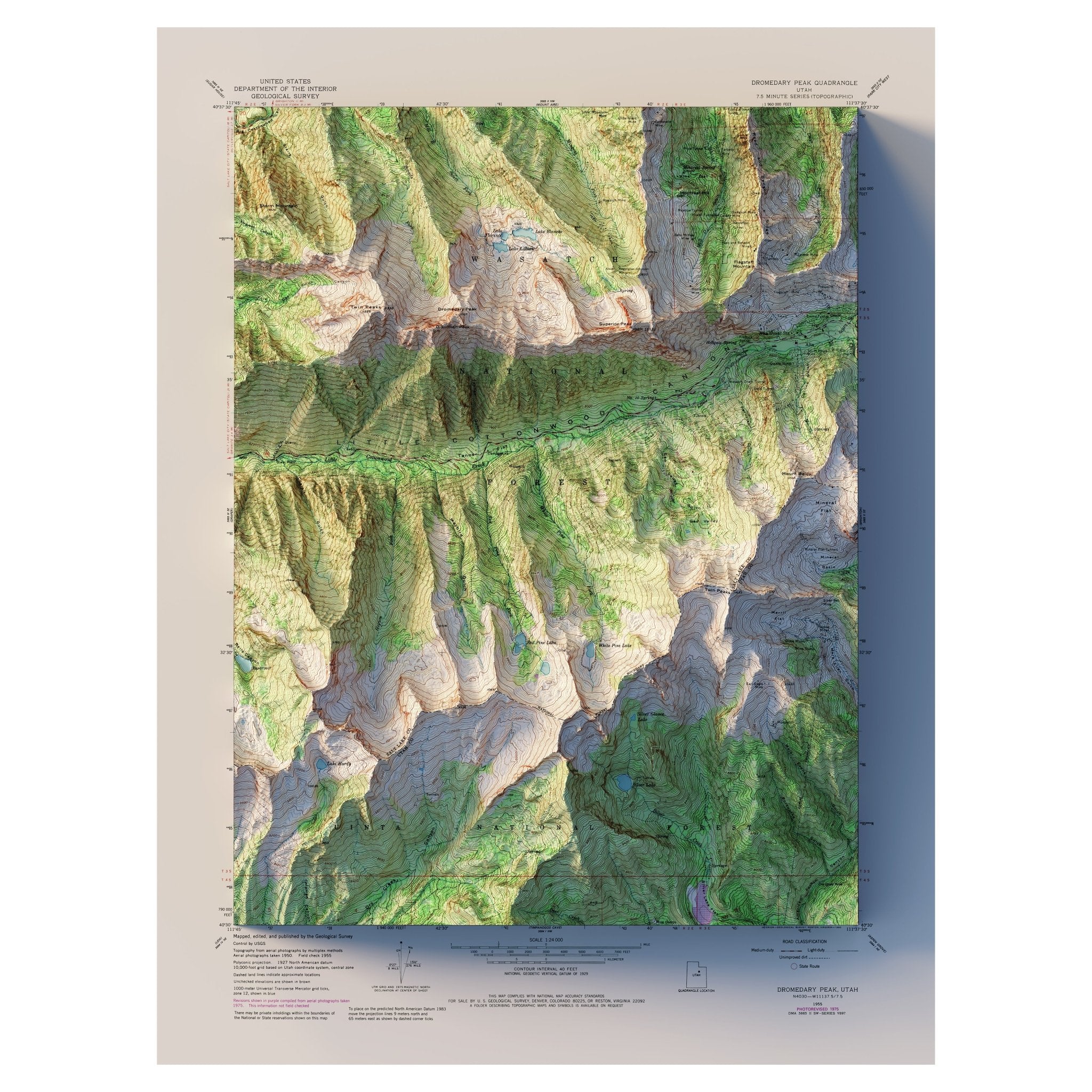 Snowbird, Utah 1955 Shaded Relief Map - Muir Way - Vintage Relief