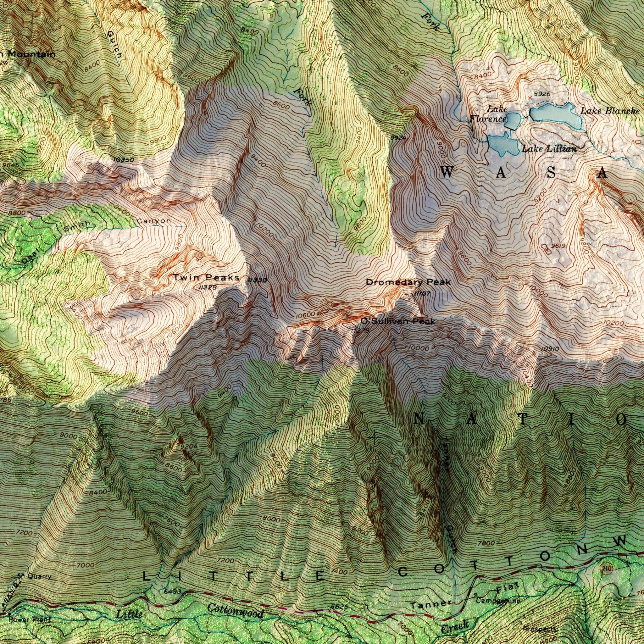 Snowbird, Utah 1955 Shaded Relief Map - Muir Way - Vintage Relief