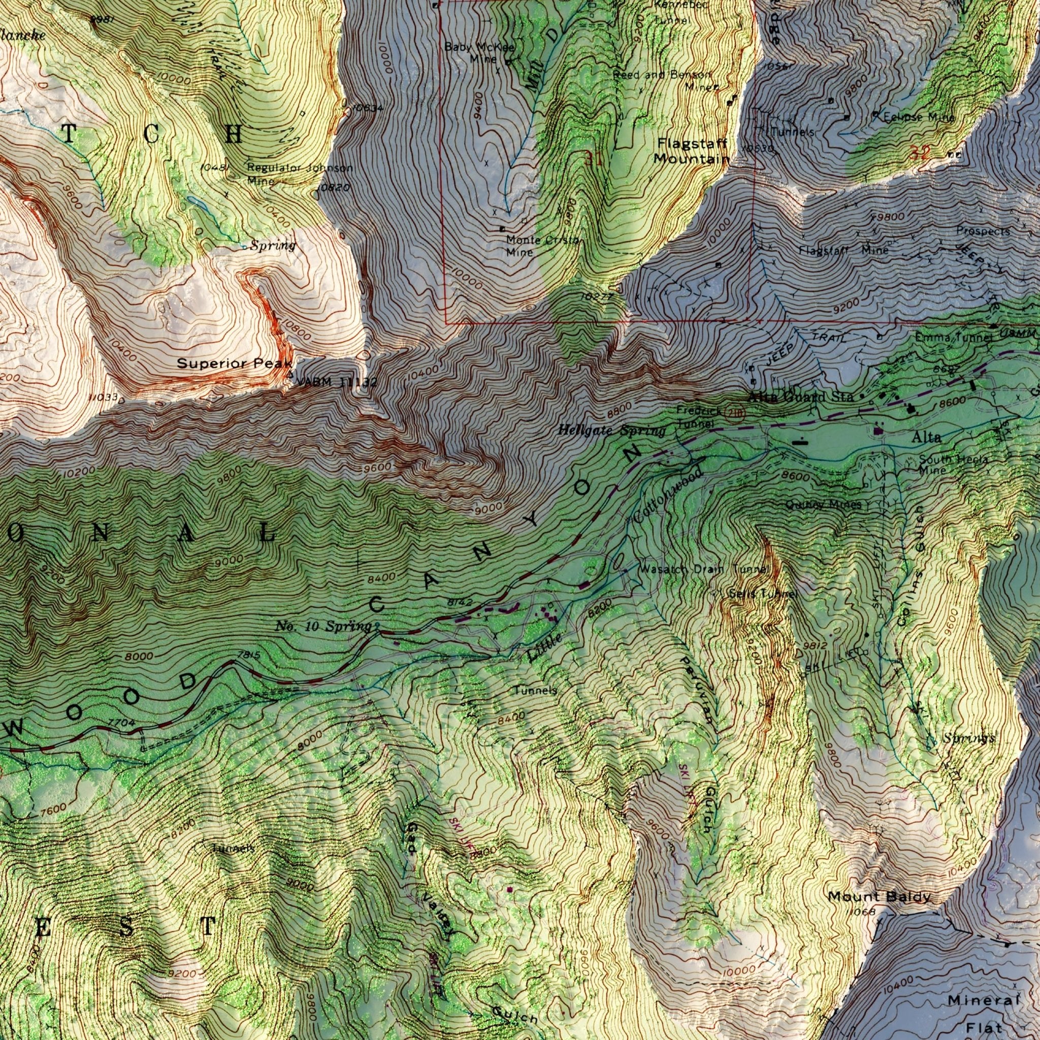 Snowbird, Utah 1955 Shaded Relief Map - Muir Way - Vintage Relief