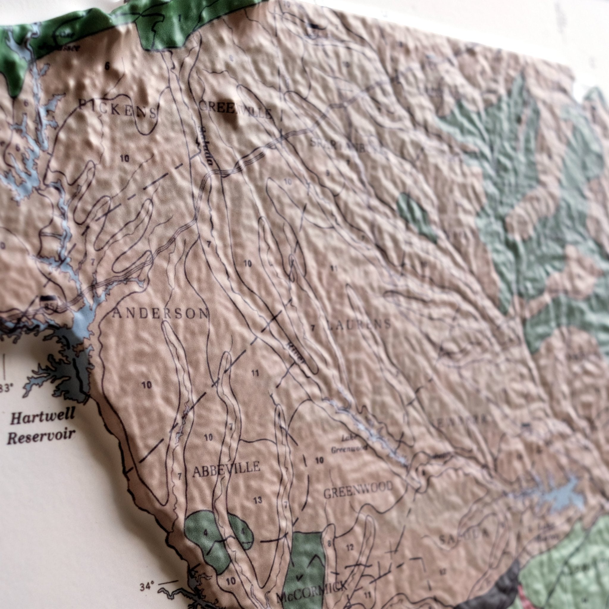 South Carolina 1979 3D Raised Relief Map - Muir Way - 3D