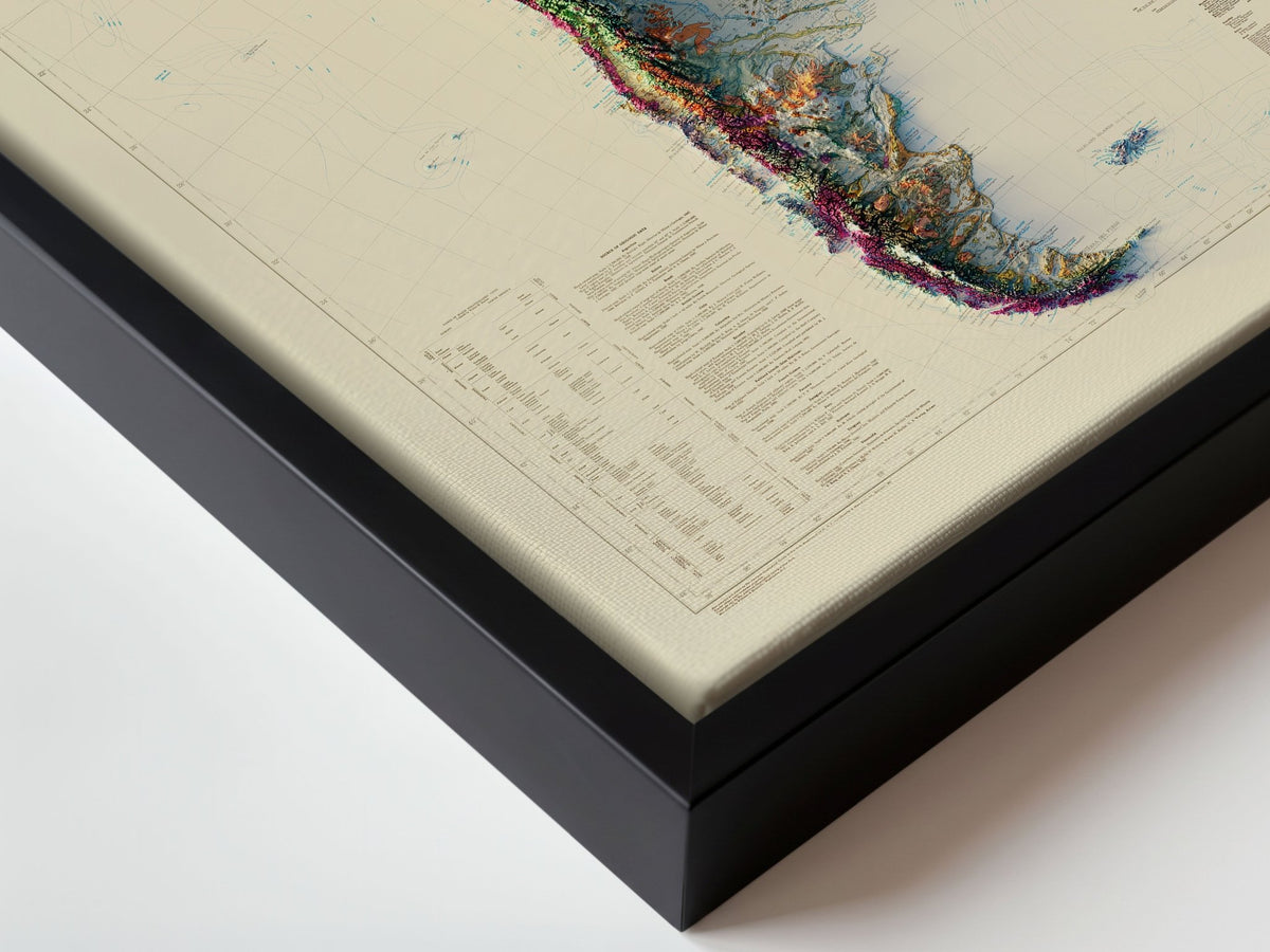 South America 1950 Shaded Relief Map – XL Canvas - Muir Way - XL Canvas