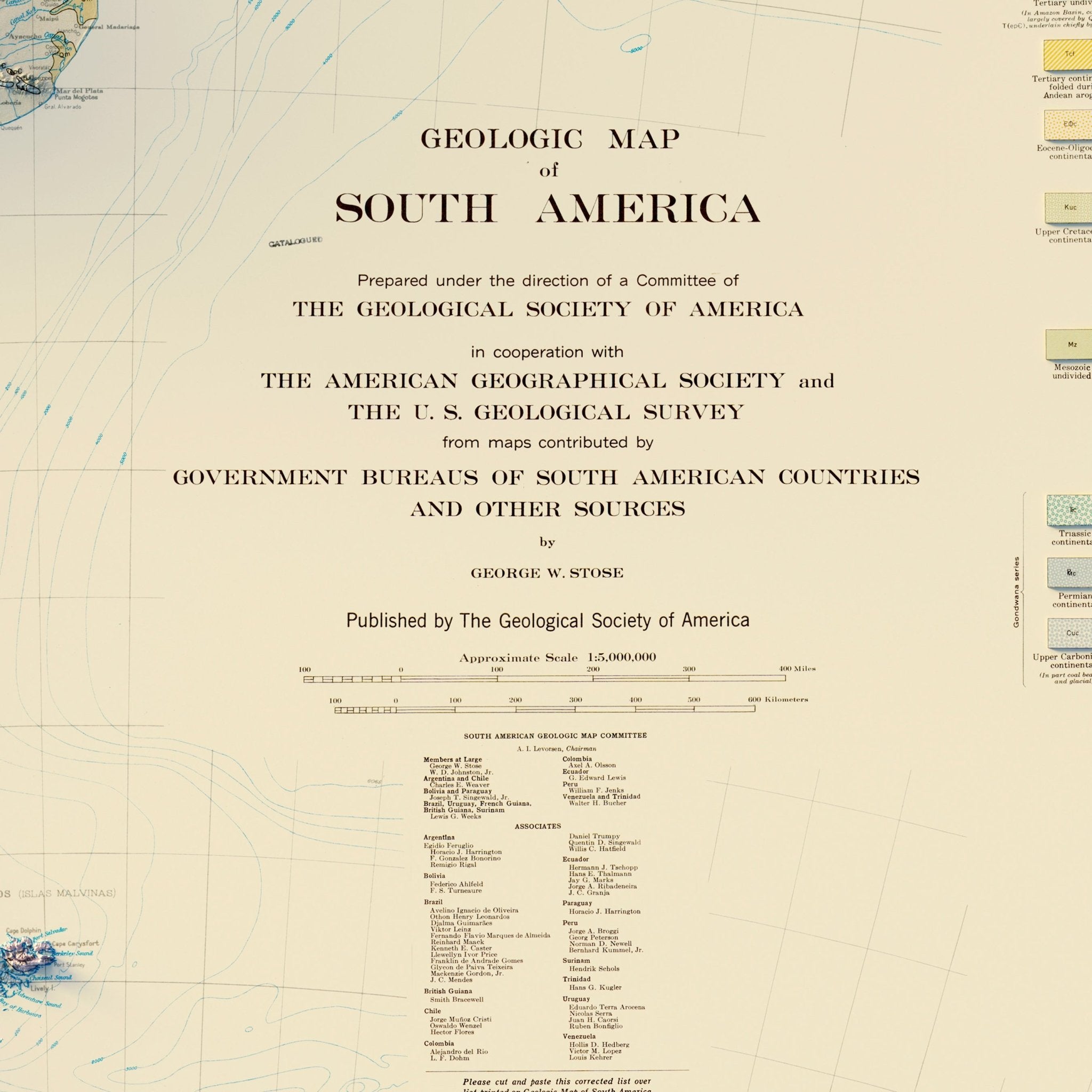 South America 1950 Shaded Relief Map - Muir Way - Vintage Relief