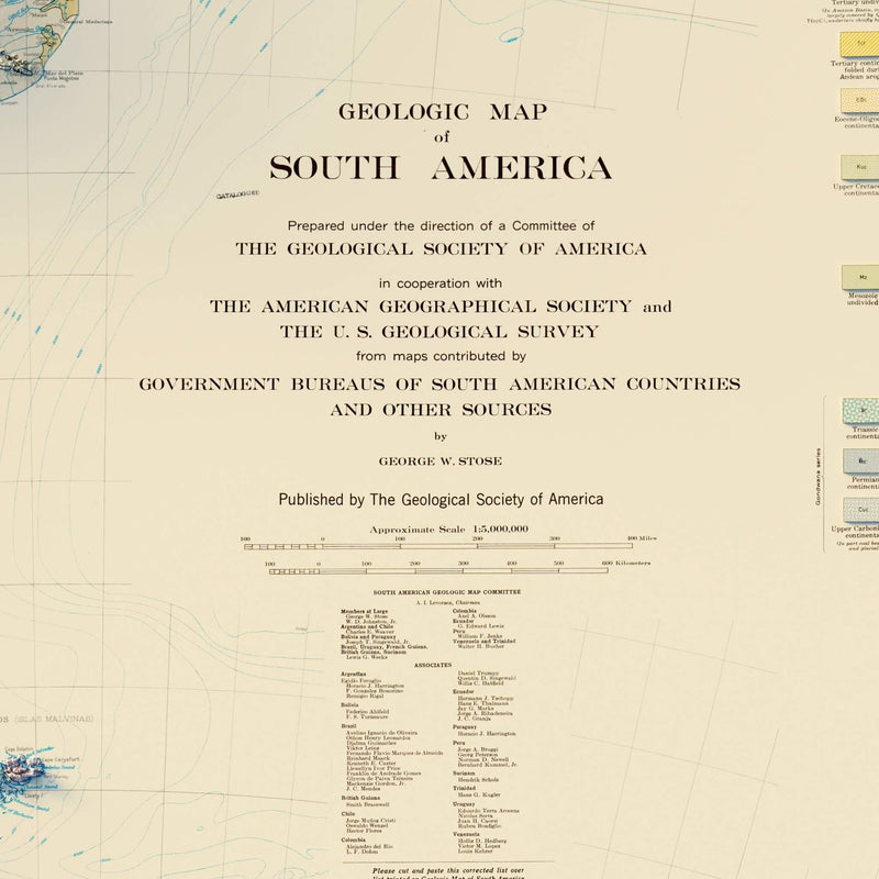 South America 1950 Shaded Relief Map - Muir Way - Vintage Relief