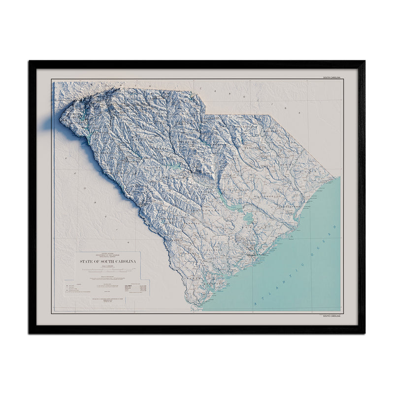 Vintage South Carolina Relief Map -1970
