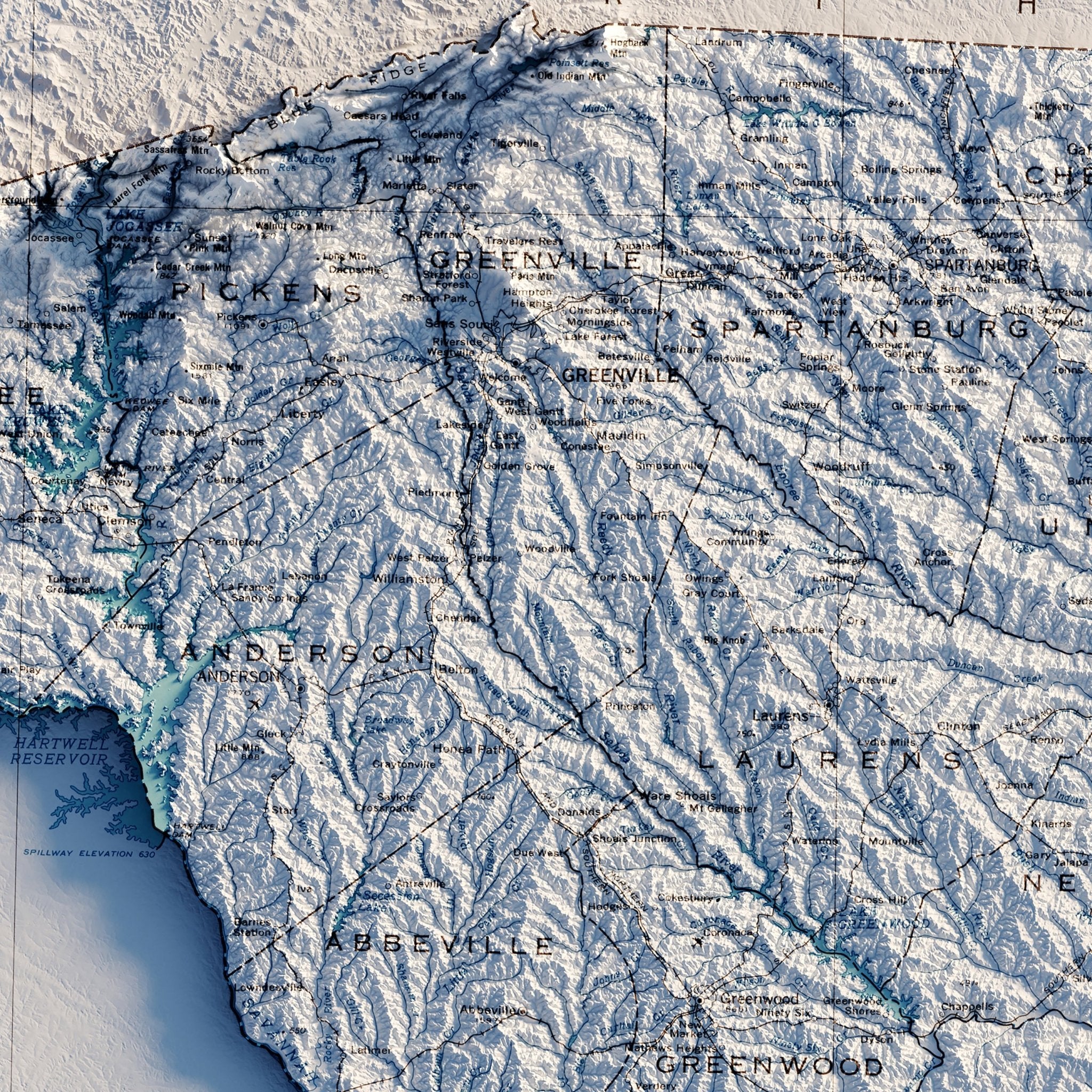 South Carolina 1970 Shaded Relief Map - Muir Way - Vintage Relief
