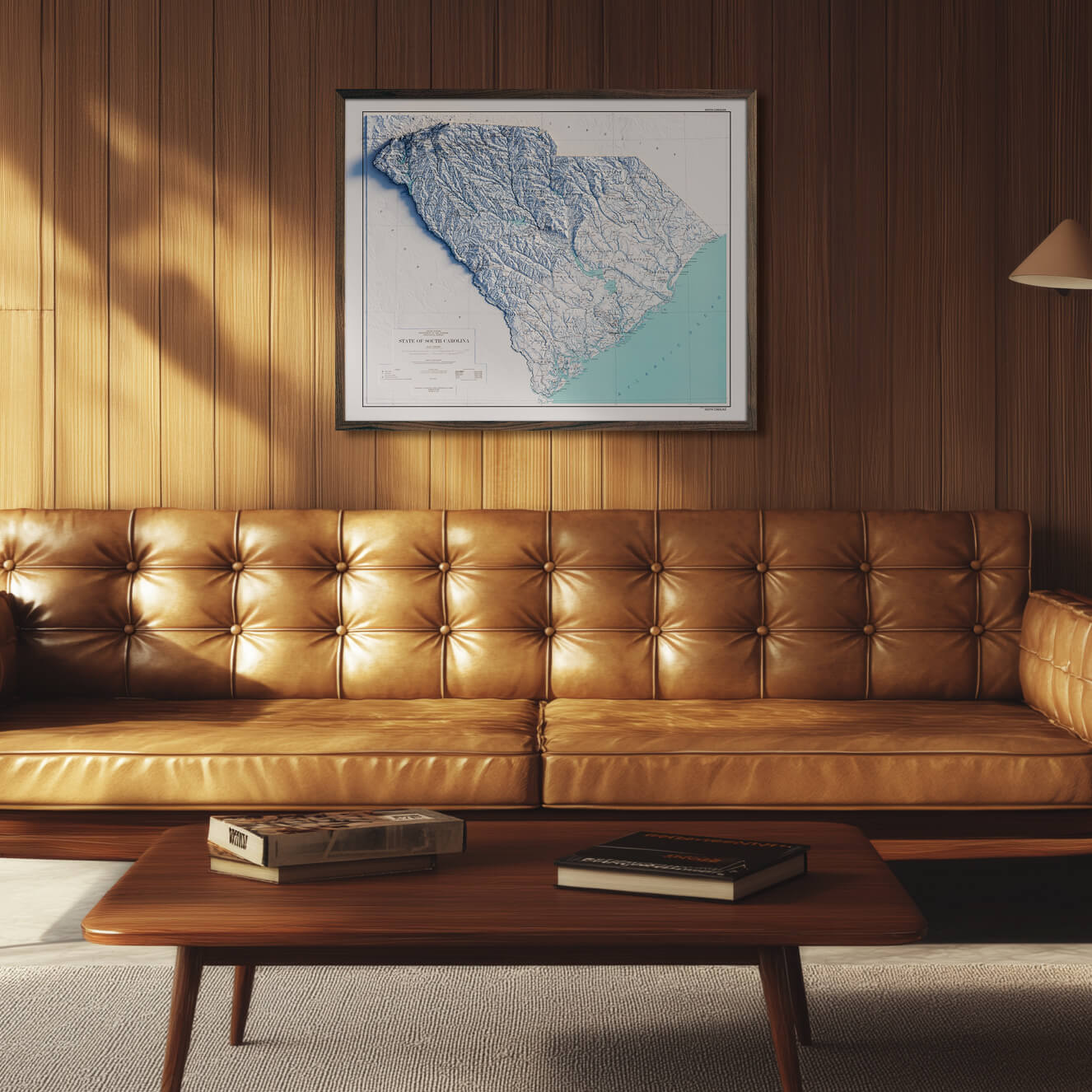 South Carolina 1970 Shaded Relief Map - Muir Way - Vintage Relief