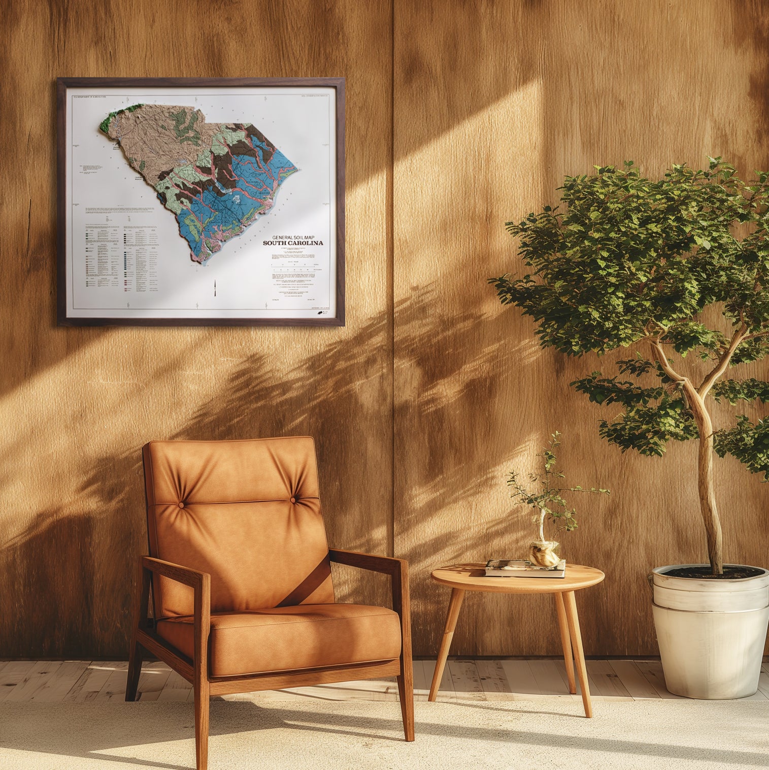 South Carolina 1979 3D Raised Relief Map - Muir Way - 3D