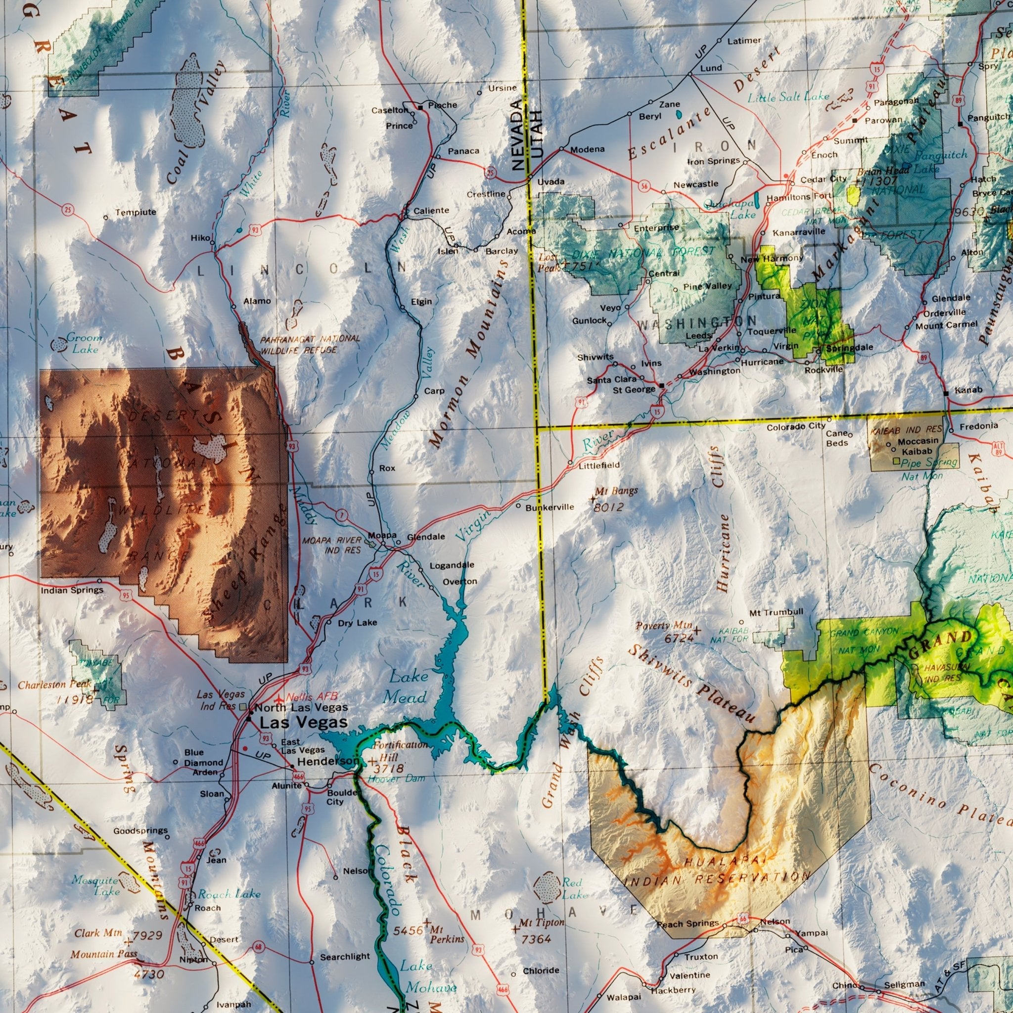 Southern California 1970 Shaded Relief Map - Muir Way - Vintage Relief