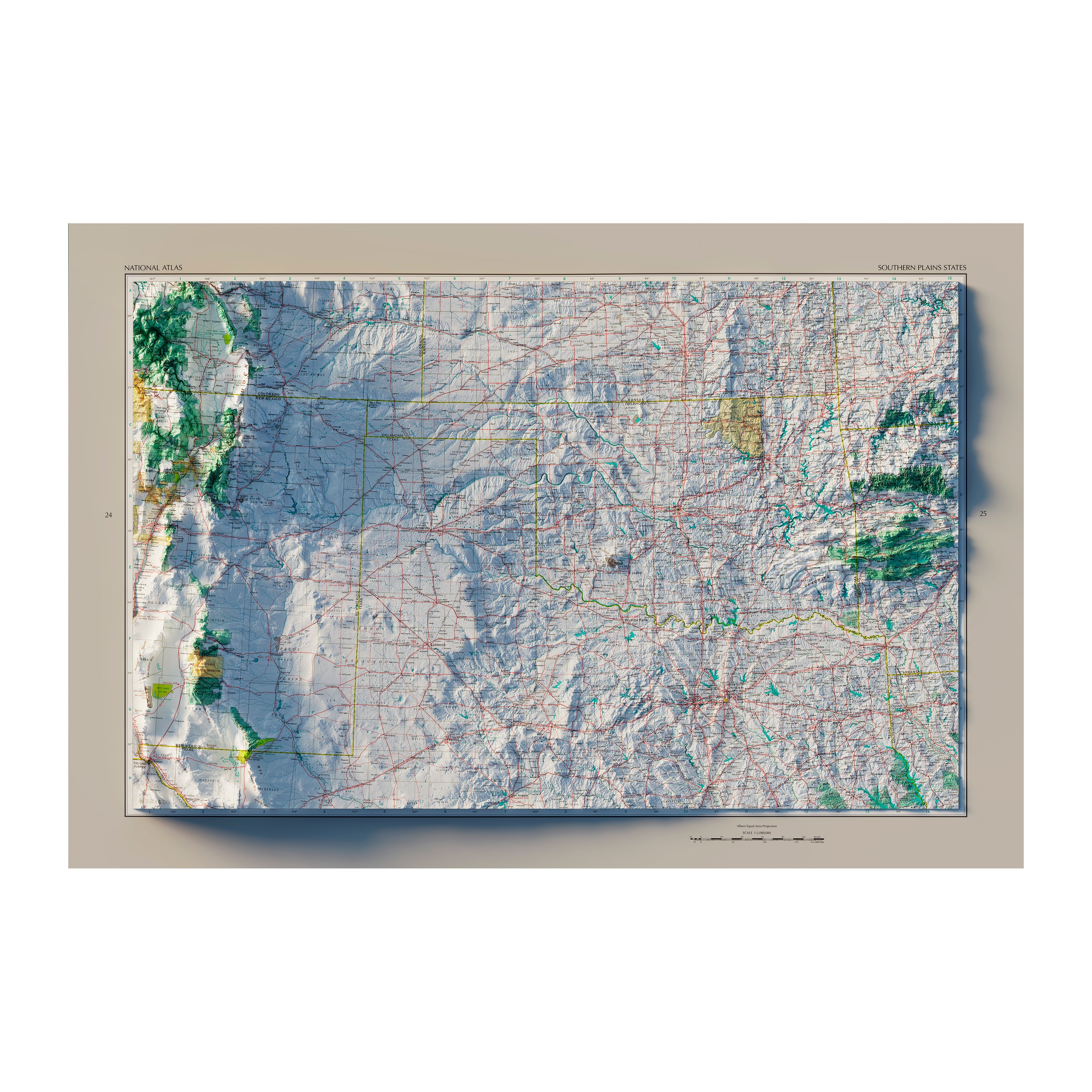 Vintage Relief Map of Southern Plains States (1970) | Muir Way