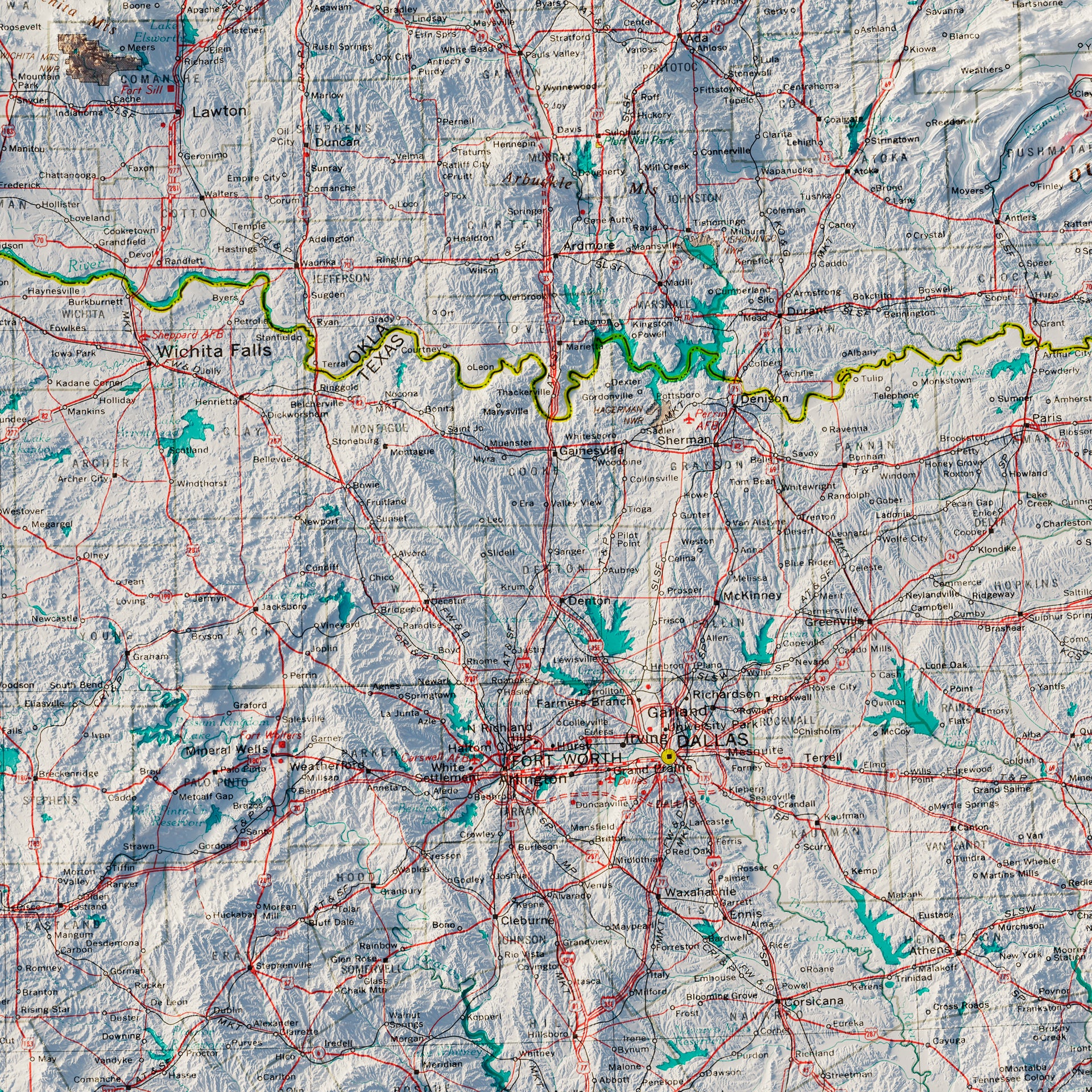 Vintage Relief Map of Southern Plains States (1970) | Muir Way