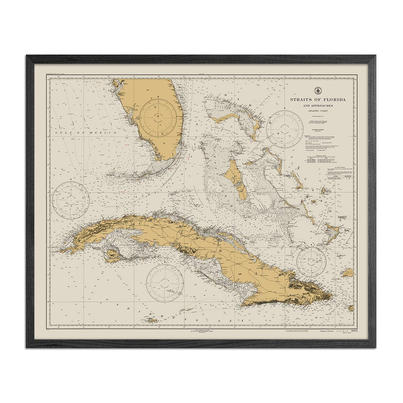 Straits of Florida Nautical Chart 1933 - Muir Way - Vintage Map