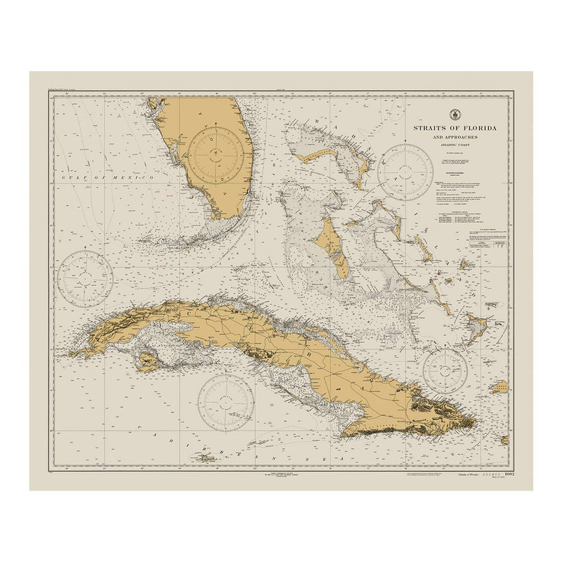Straits of Florida Nautical Chart 1933 - Muir Way - Vintage Map