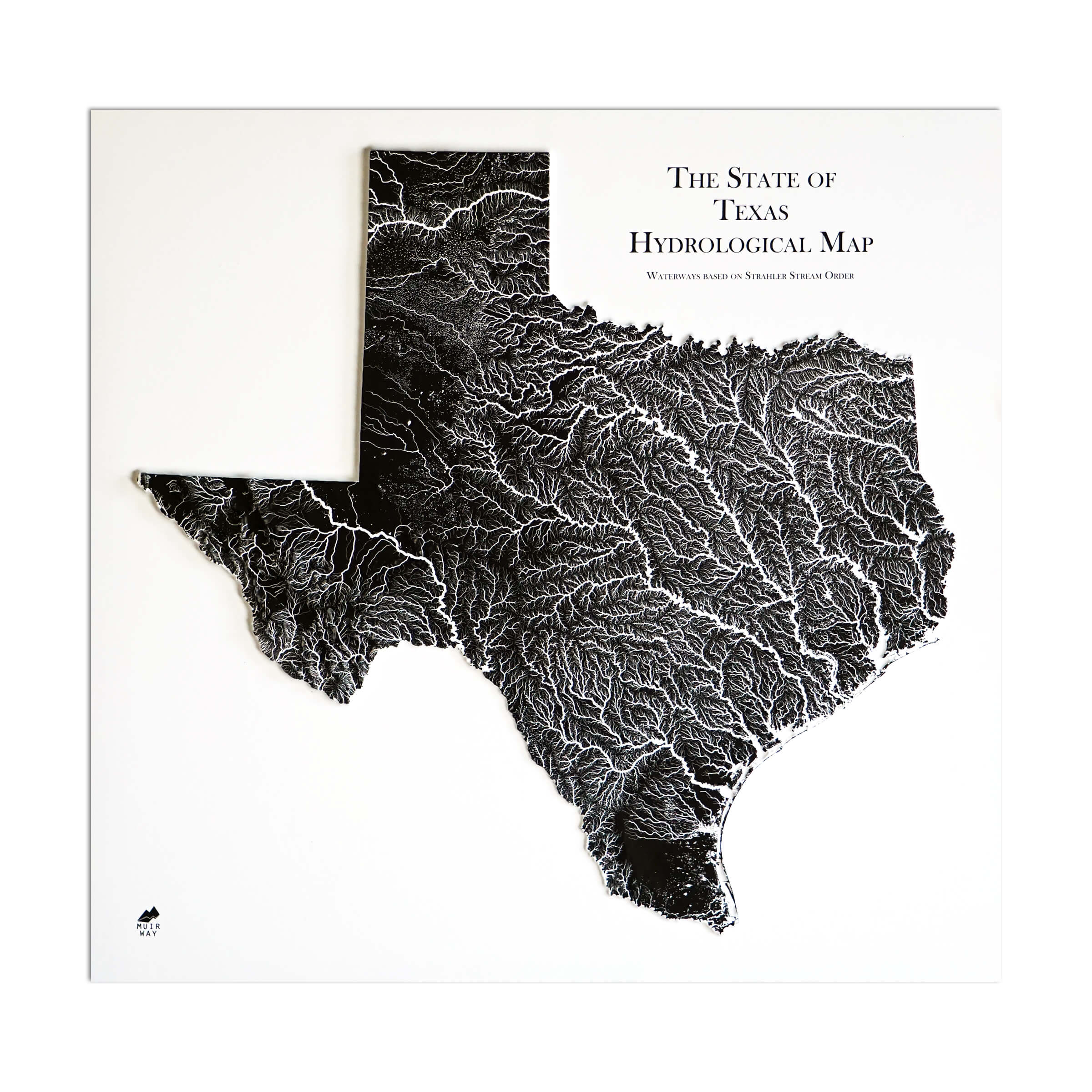 Factory Seconds - Texas Hydrological - 3D Raised Relief Map - Not Mounted - Muir Way - 3D
