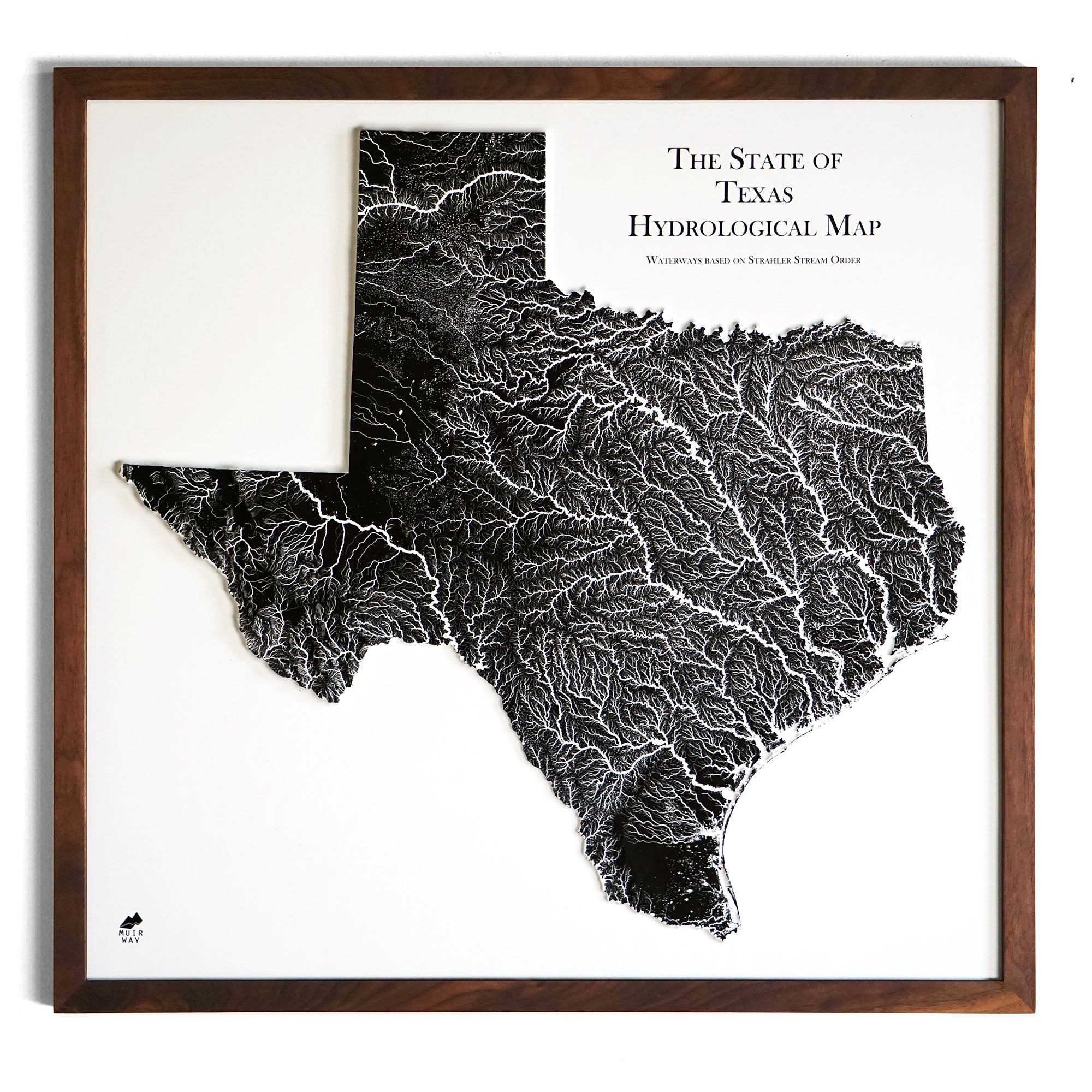 Texas Hydrological - 3D Raised Relief Map - Muir Way - 3D