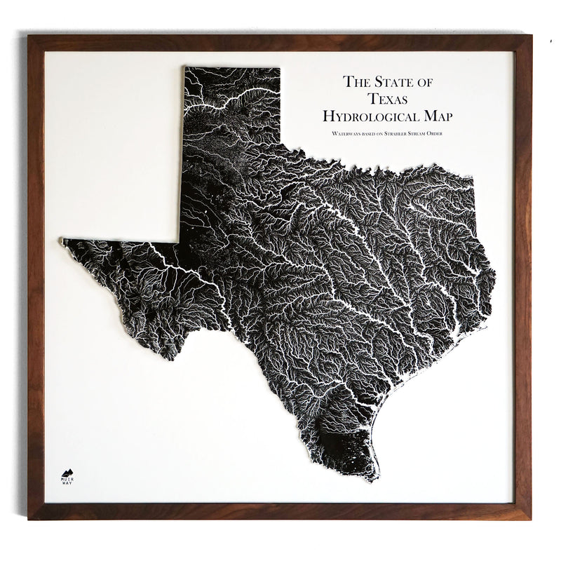 Texas Hydrological - 3D Raised Relief Map - Muir Way - 3D