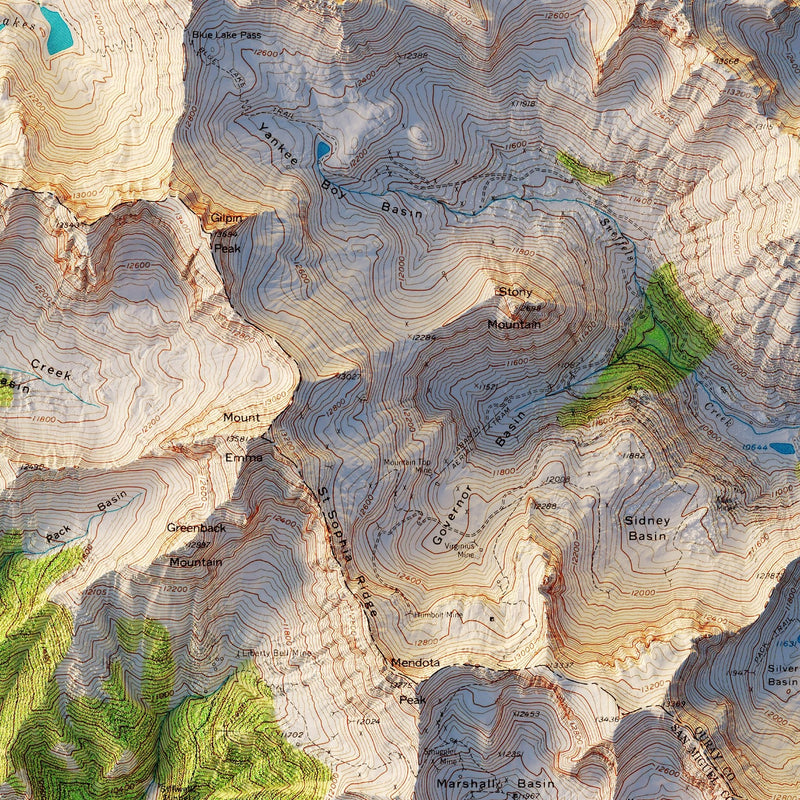 Telluride, Colorado 1955 Shaded Relief Map - Muir Way - Vintage Relief