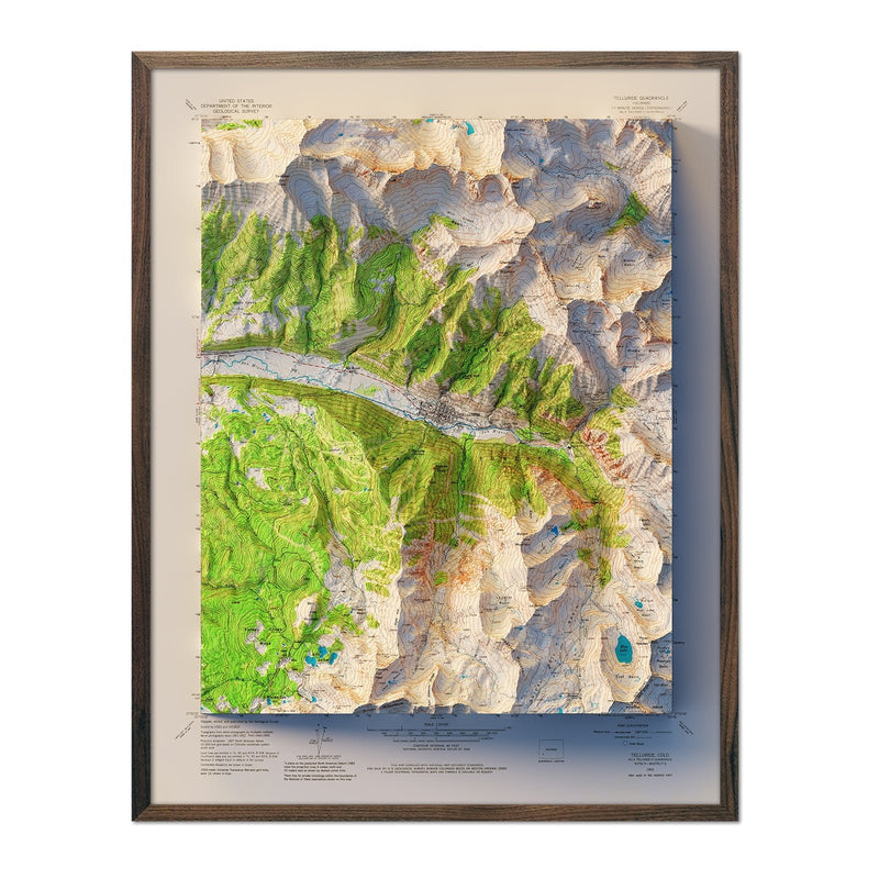 Telluride, Colorado 1955 Shaded Relief Map - Muir Way - Vintage Relief