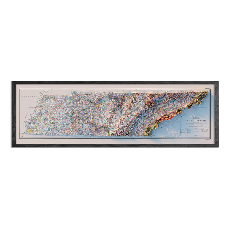 Tennessee 1977 Shaded Relief Map - Muir Way - Vintage Relief
