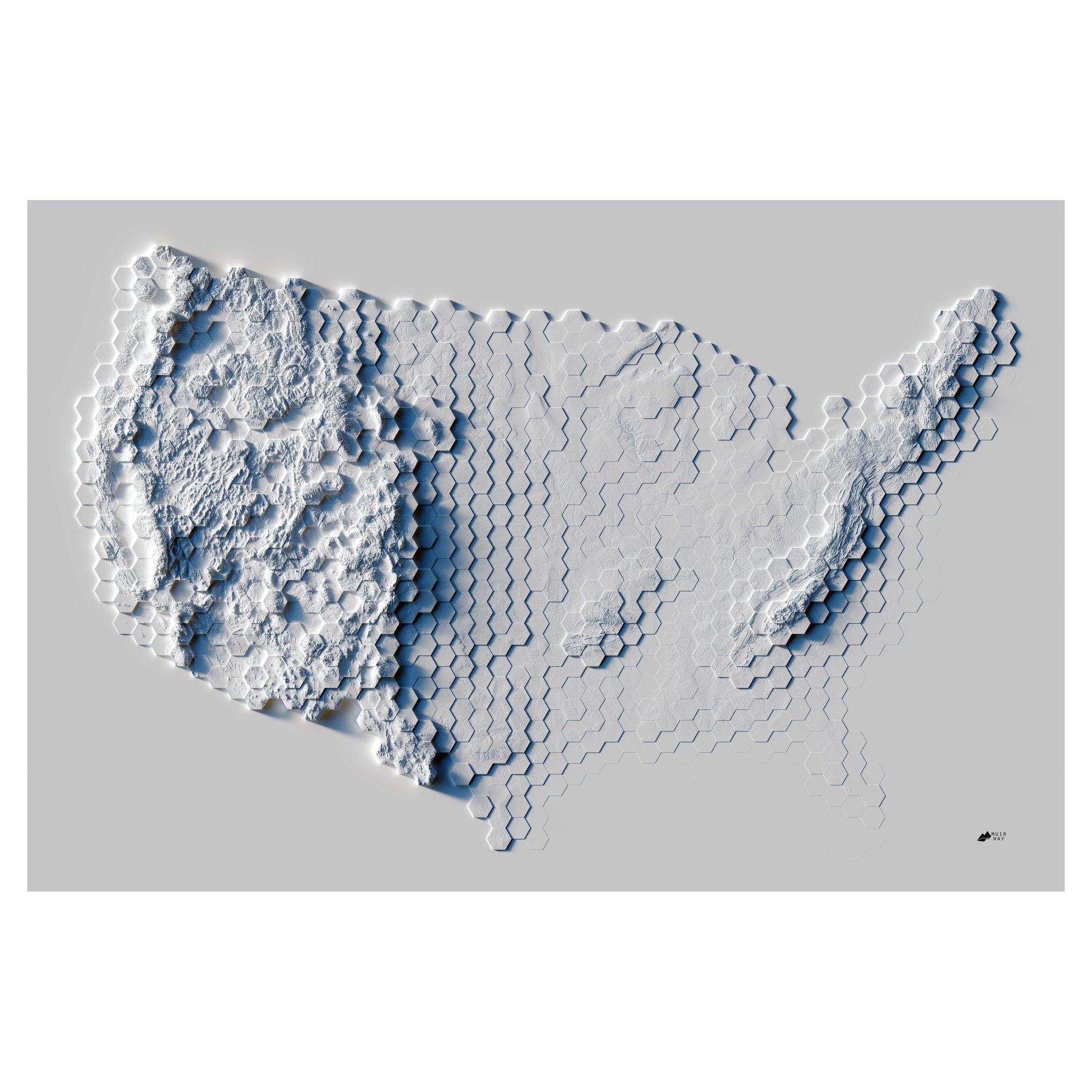 USA Tessellated Shaded Relief Map - Muir Way - Vintage Relief