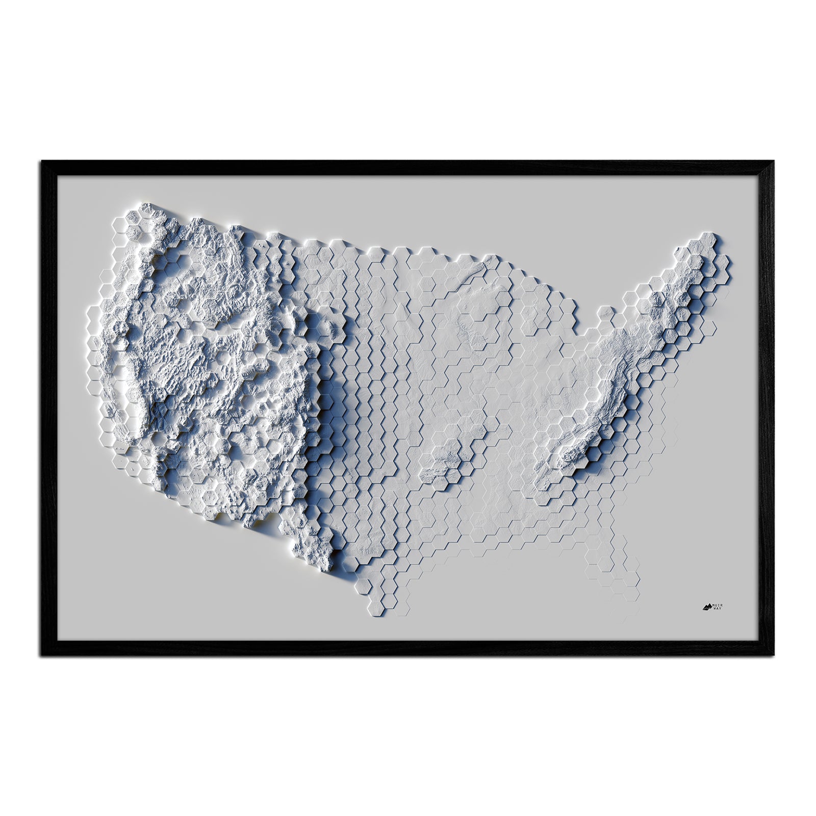 USA Tessellated Shaded Relief Map - Muir Way - Vintage Relief