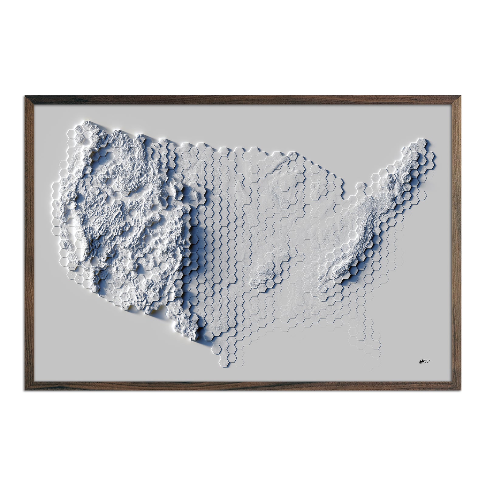 USA Tessellated Shaded Relief Map - Muir Way - Vintage Relief