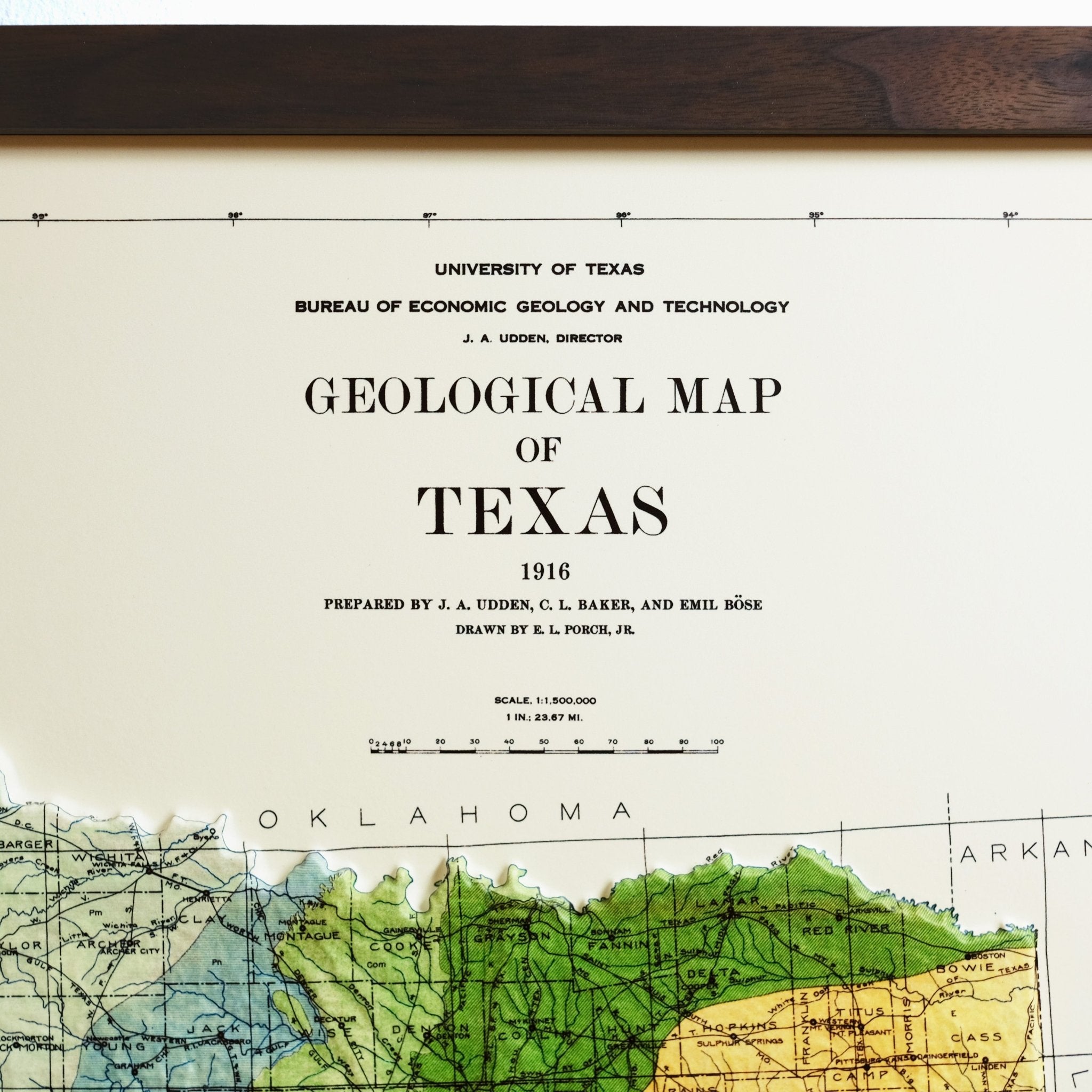 Texas 1916 3D Raised Relief Map - Muir Way - 3D