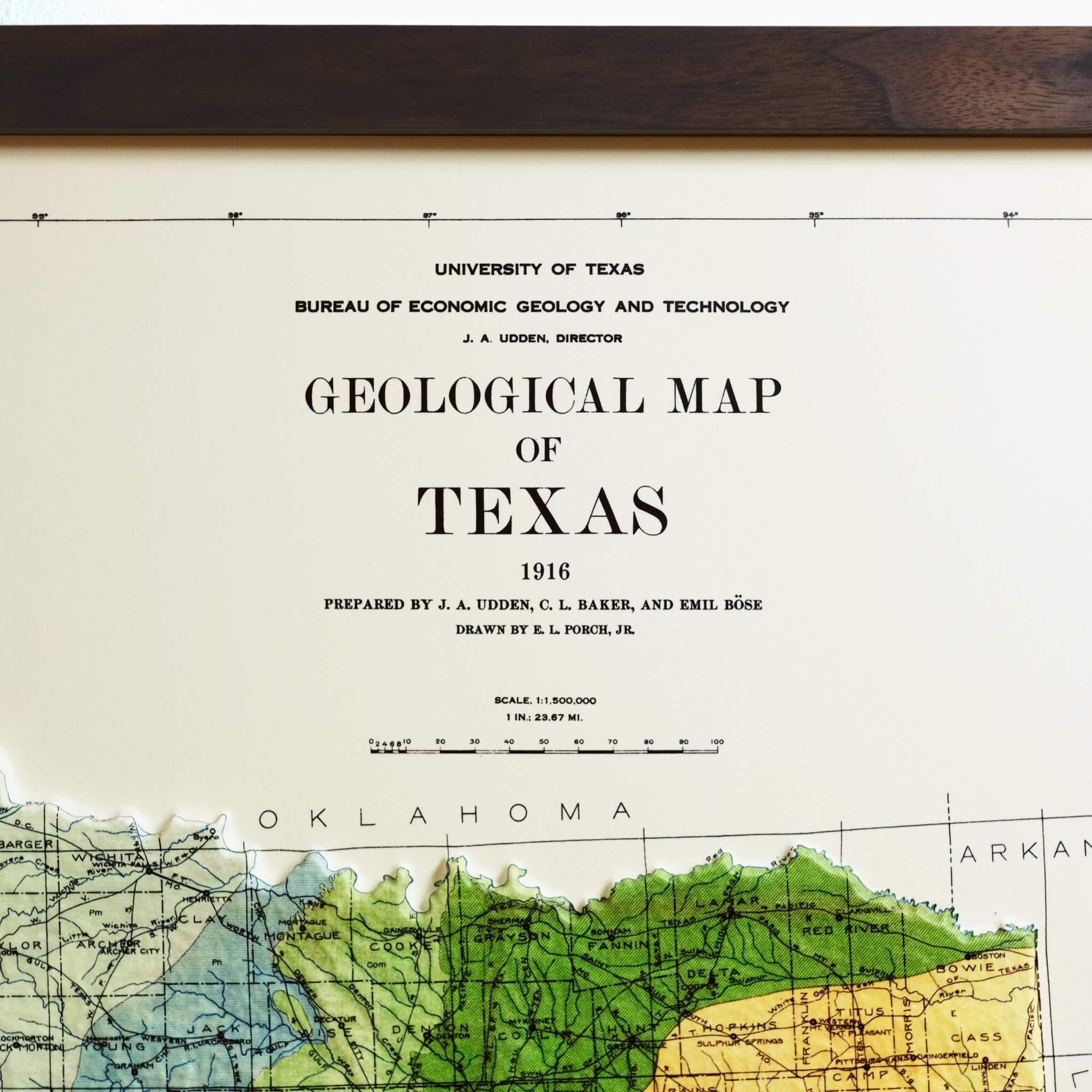 Texas 1916 3D Raised Relief Map - Muir Way - 3D