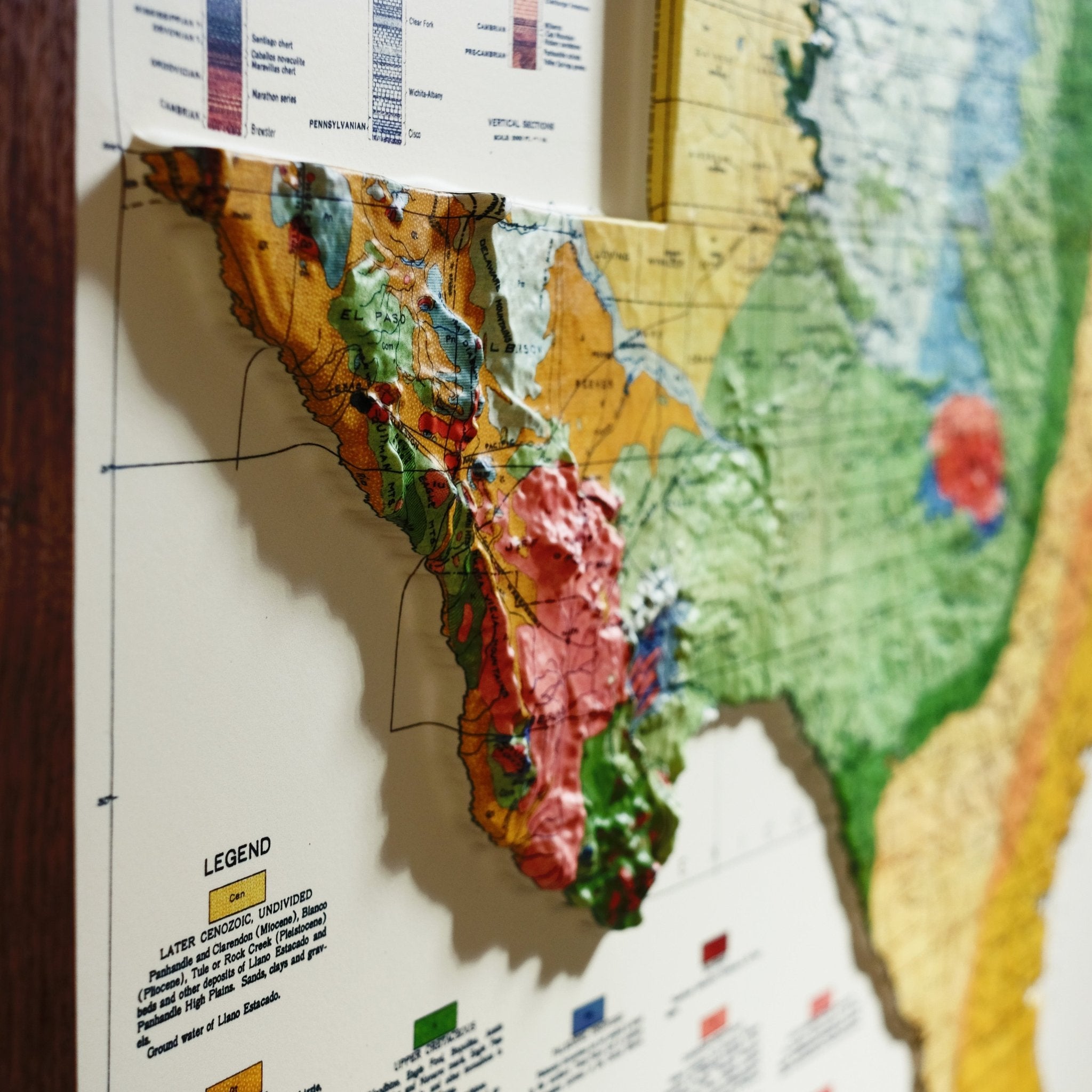 Texas 1916 3D Raised Relief Map - Muir Way - 3D